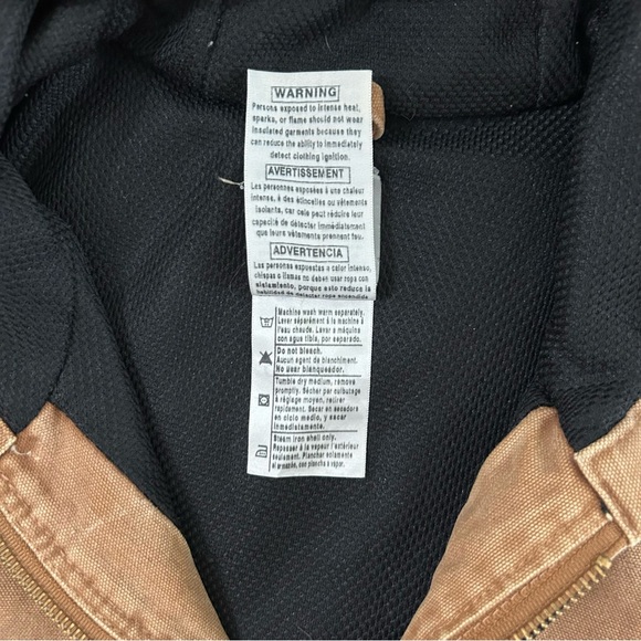 Vintage Carhartt Canvas Hooded Active Jacket Mens XL Lined Zip Workwear J160 BRN - Picture 10 of 14